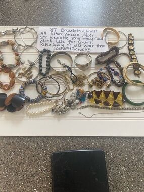 Lot of 37 mostly vintage estate bracelets wear, share or repurposing treasures